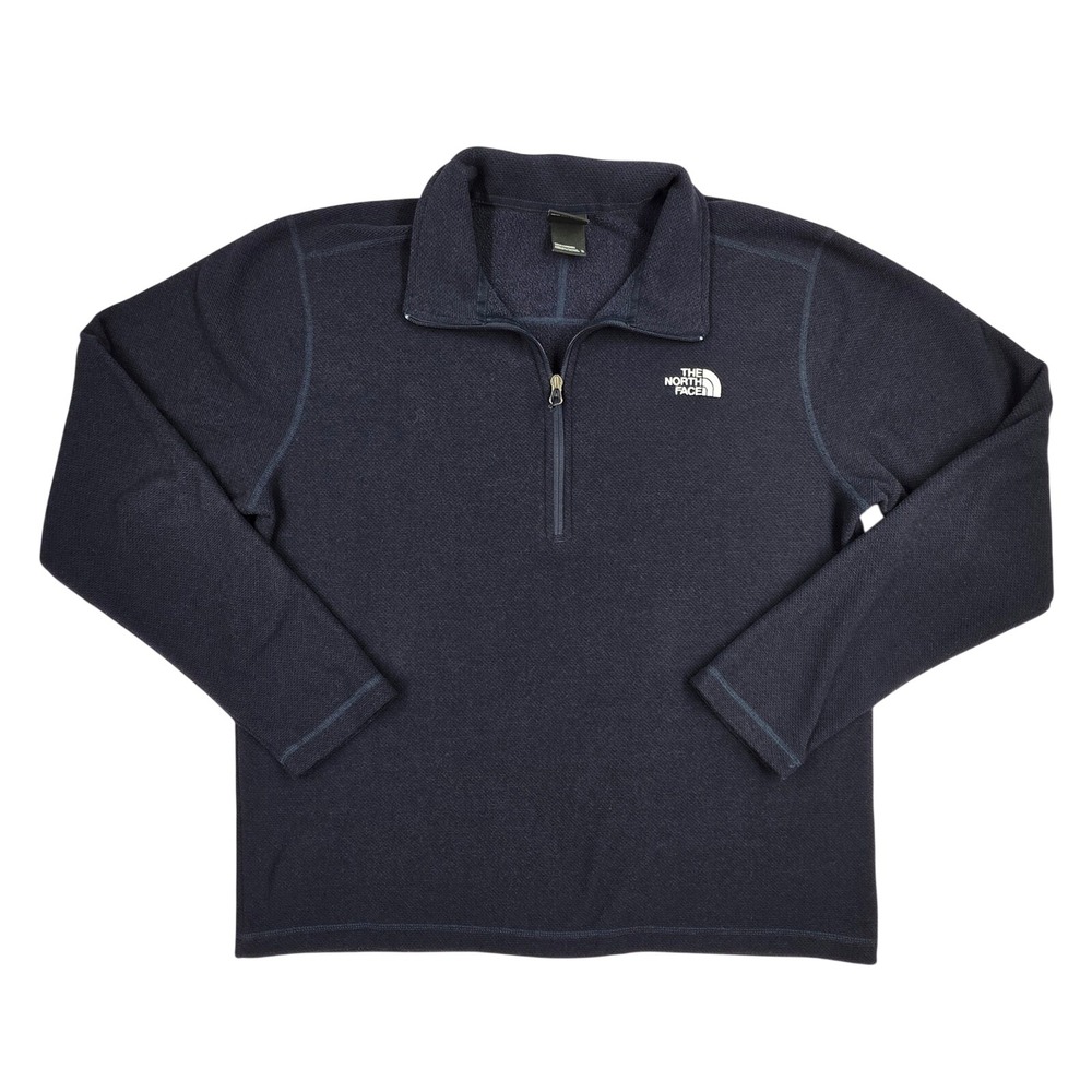 The North Face Mens XL Navy Blue 1/4 Zip Waffle Knit Fleece Pullover Sweater